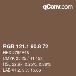 Color code: RGB 121.1 90.8 72 | qconv.com