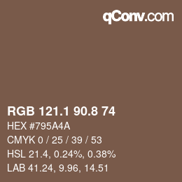 Farbcode: RGB 121.1 90.8 74 | qconv.com