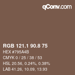 Color code: RGB 121.1 90.8 75 | qconv.com