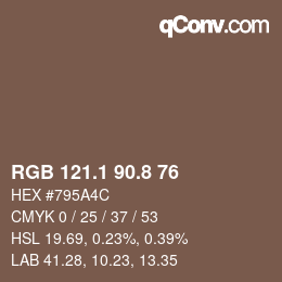 Color code: RGB 121.1 90.8 76 | qconv.com