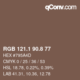 Color code: RGB 121.1 90.8 77 | qconv.com