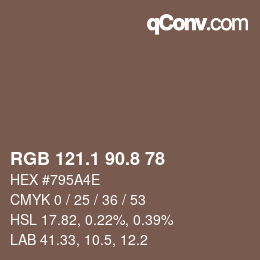 Farbcode: RGB 121.1 90.8 78 | qconv.com