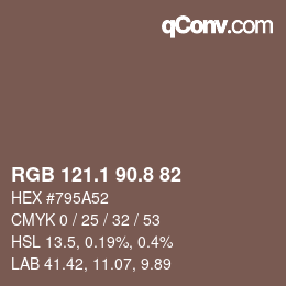 Color code: RGB 121.1 90.8 82 | qconv.com