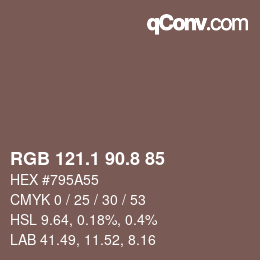 Color code: RGB 121.1 90.8 85 | qconv.com