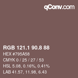 Color code: RGB 121.1 90.8 88 | qconv.com