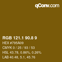 Código de color: RGB 121.1 90.8 9 | qconv.com