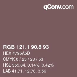 Código de color: RGB 121.1 90.8 93 | qconv.com