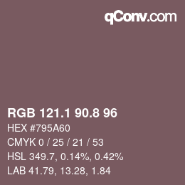 Farbcode: RGB 121.1 90.8 96 | qconv.com