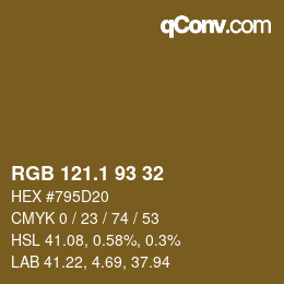 カラーコード: RGB 121.1 93 32 | qconv.com
