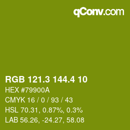 カラーコード: RGB 121.3 144.4 10 | qconv.com