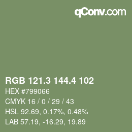 カラーコード: RGB 121.3 144.4 102 | qconv.com
