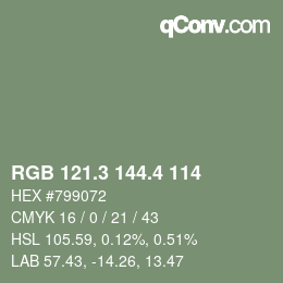カラーコード: RGB 121.3 144.4 114 | qconv.com