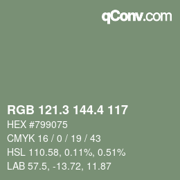 カラーコード: RGB 121.3 144.4 117 | qconv.com