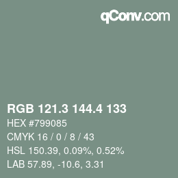 カラーコード: RGB 121.3 144.4 133 | qconv.com