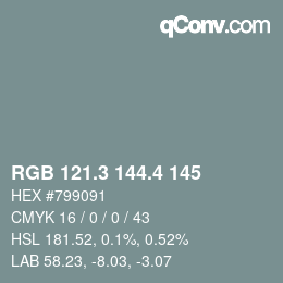 カラーコード: RGB 121.3 144.4 145 | qconv.com