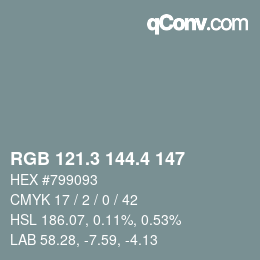 カラーコード: RGB 121.3 144.4 147 | qconv.com
