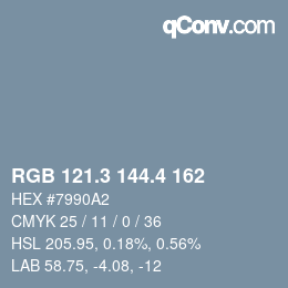 カラーコード: RGB 121.3 144.4 162 | qconv.com