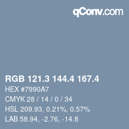 カラーコード: RGB 121.3 144.4 167.4 | qconv.com