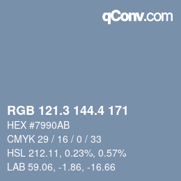 カラーコード: RGB 121.3 144.4 171 | qconv.com