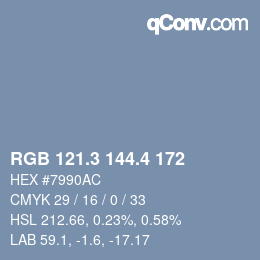 カラーコード: RGB 121.3 144.4 172 | qconv.com