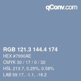 カラーコード: RGB 121.3 144.4 174 | qconv.com