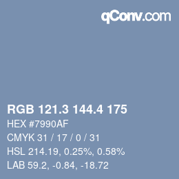カラーコード: RGB 121.3 144.4 175 | qconv.com