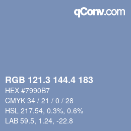 カラーコード: RGB 121.3 144.4 183 | qconv.com
