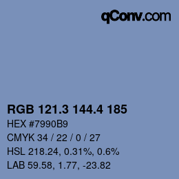 カラーコード: RGB 121.3 144.4 185 | qconv.com