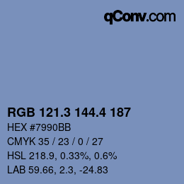 カラーコード: RGB 121.3 144.4 187 | qconv.com