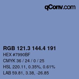 カラーコード: RGB 121.3 144.4 191 | qconv.com