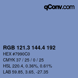 カラーコード: RGB 121.3 144.4 192 | qconv.com