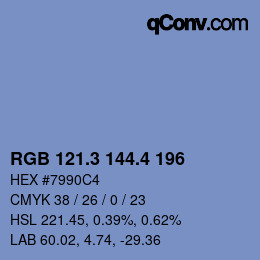カラーコード: RGB 121.3 144.4 196 | qconv.com
