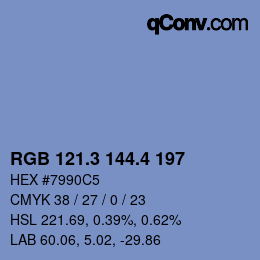 カラーコード: RGB 121.3 144.4 197 | qconv.com