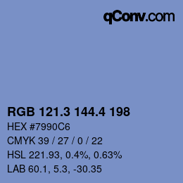 カラーコード: RGB 121.3 144.4 198 | qconv.com
