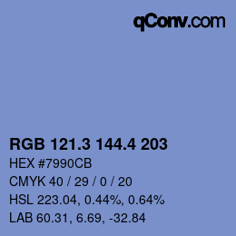 カラーコード: RGB 121.3 144.4 203 | qconv.com