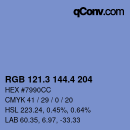 カラーコード: RGB 121.3 144.4 204 | qconv.com
