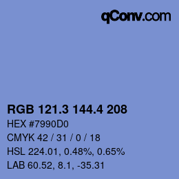 カラーコード: RGB 121.3 144.4 208 | qconv.com