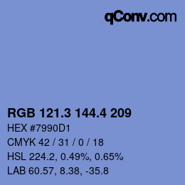 カラーコード: RGB 121.3 144.4 209 | qconv.com
