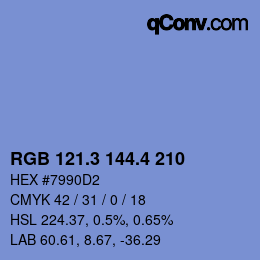 カラーコード: RGB 121.3 144.4 210 | qconv.com