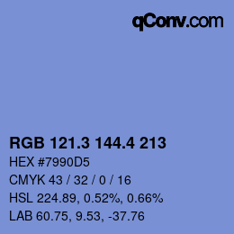 カラーコード: RGB 121.3 144.4 213 | qconv.com