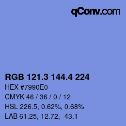 カラーコード: RGB 121.3 144.4 224 | qconv.com