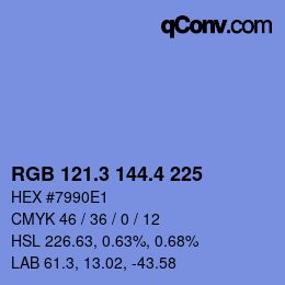 カラーコード: RGB 121.3 144.4 225 | qconv.com