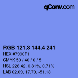カラーコード: RGB 121.3 144.4 241 | qconv.com