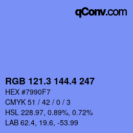 カラーコード: RGB 121.3 144.4 247 | qconv.com