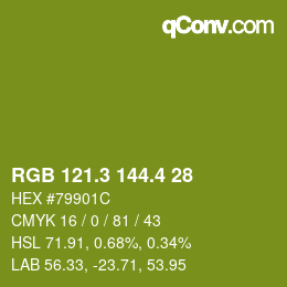 カラーコード: RGB 121.3 144.4 28 | qconv.com