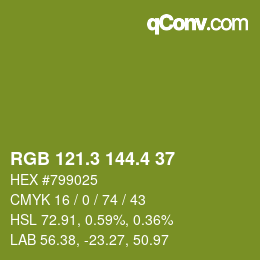 カラーコード: RGB 121.3 144.4 37 | qconv.com