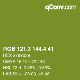 カラーコード: RGB 121.3 144.4 41 | qconv.com