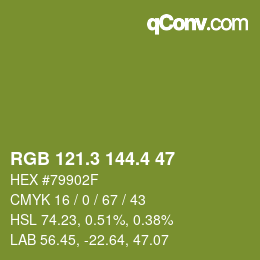 カラーコード: RGB 121.3 144.4 47 | qconv.com