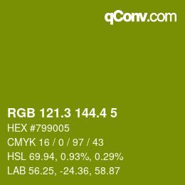 カラーコード: RGB 121.3 144.4 5 | qconv.com