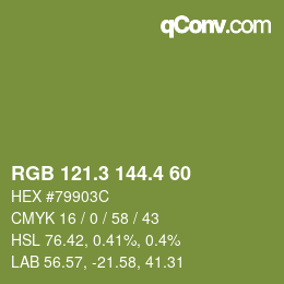 カラーコード: RGB 121.3 144.4 60 | qconv.com